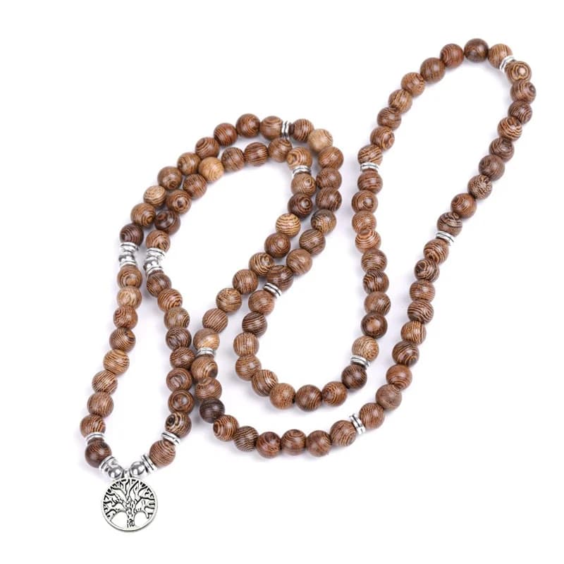 Top 108 Mala Buddhist Prayer Beads Natural Eaglewood Beads Bracelets Yoga Jewelry Wood Rosary Bracelet Life Tree Hanging Tag ﻿ - 2