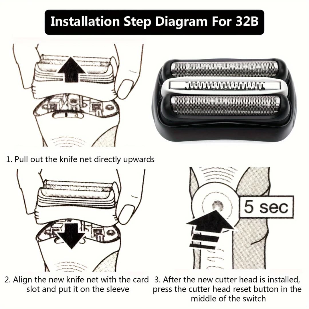 32B/21B Shaver Replacement Head for Braun Series 3 3000s 3010s 3020s 3030s 3040s 300s 301s 310s 320s 330s 340s Electric Shaver - 6
