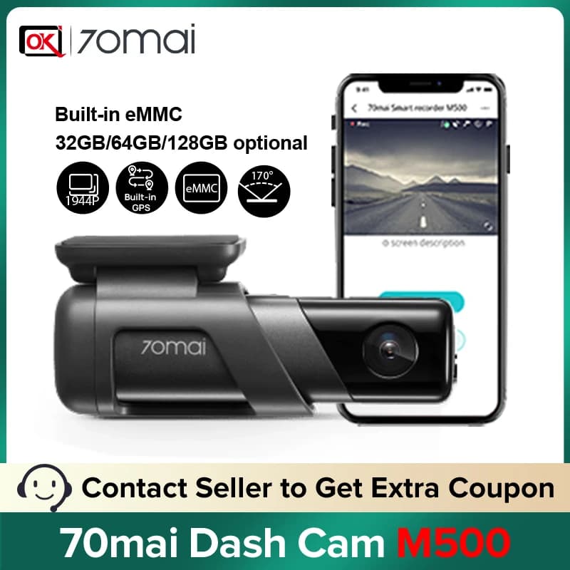 70mai Dash Cam M500 1944P 170FOV High-end&Convenient Car DVR GPS ADAS eMMC Built-in Storage Support  24H Parking Monitor