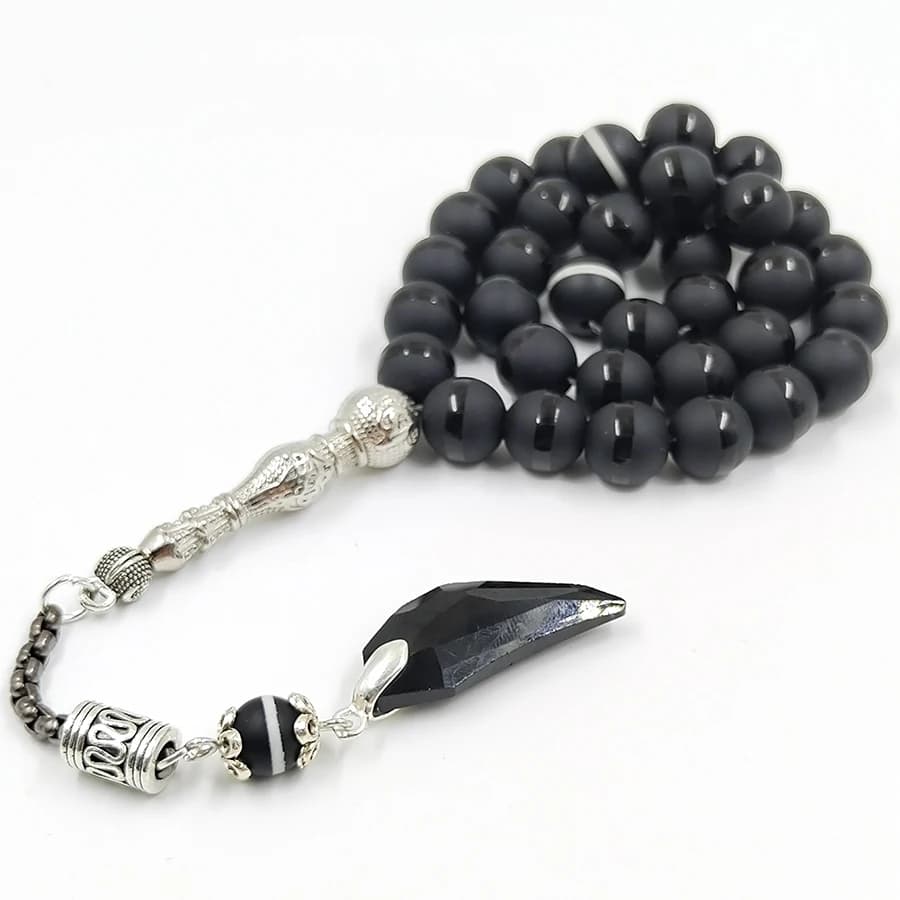 Crystal Tasbih and agates tassel Popular style Black Crystal Muslim prayer beads 33 66 99Misbaha beads Islam Rosary Islamic gift - 2
