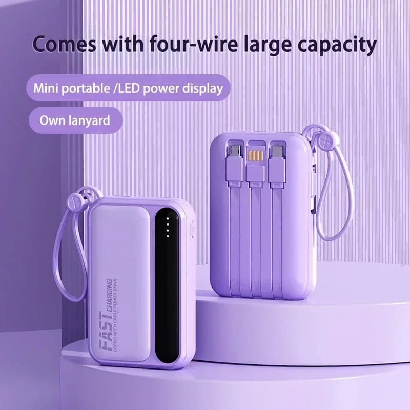 بنك طاقة VIVO 500000mAh محمول 120 واط شحن فائق السرعة سعة كبيرة مع 4 كابلات مدمجة لآيفون سامسونج - 6