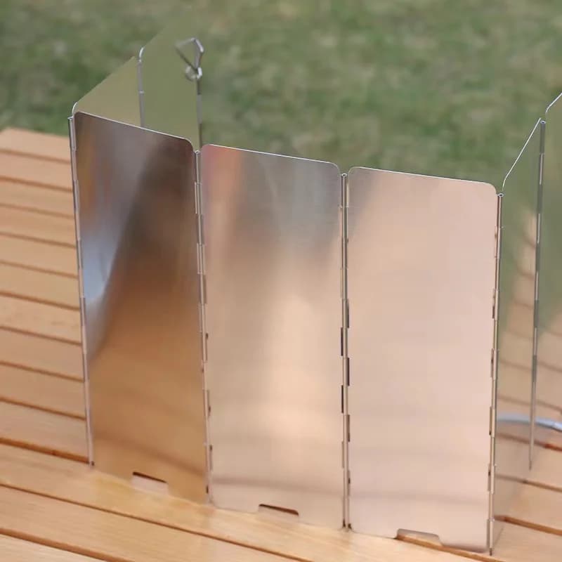8 Plates Gas Stove Wind Shield | Camping Picnic Cooking Burner | Windproof Screen Aluminum Alloy Wind Screen - 2