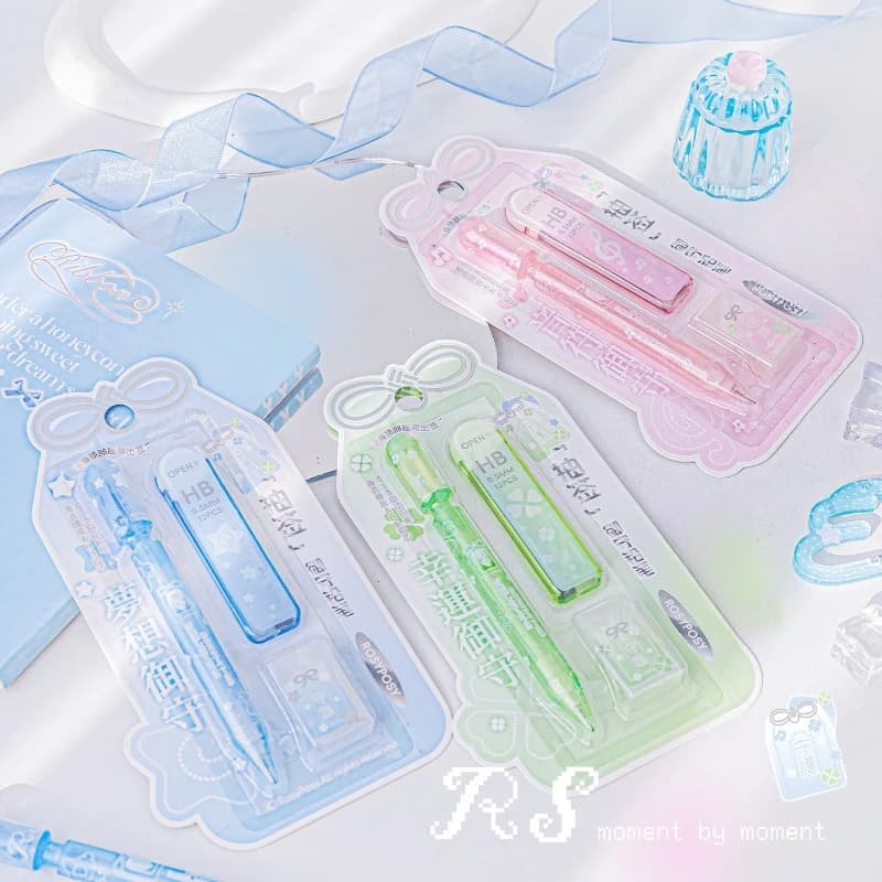 Japanese Omamori Fortune Pencil Set Kawaii Ins Transparent 0.5mm Cute Mechanical Pencil  Aesthetic Study Gift for Students - 5