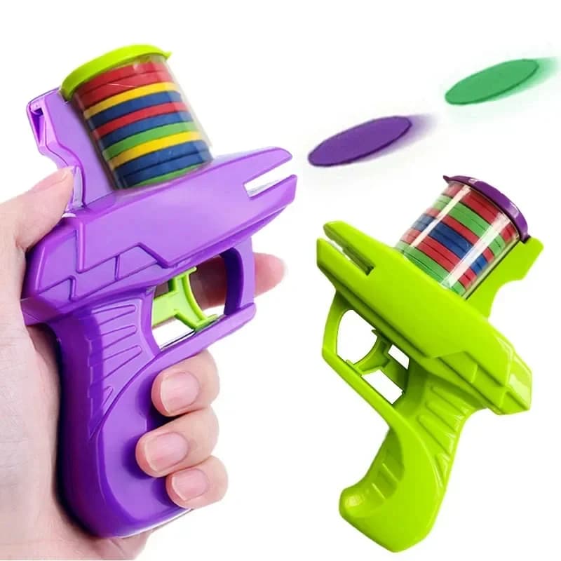 Double Player EVA Flying Disc Gun, Parent-Child Interactive Shooter Toy with Soft Bullets for Kids Outdoor Indoor Safety Game - 5