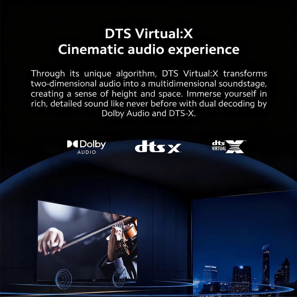 تلفزيون شاومي A 32، حجم مضغوط بشاشة ملونة، صوت ديناميكي مع دولبي أوديو™، DTS-X وDTS Virtual:X، تشطيب معدني عالي الجودة - 6