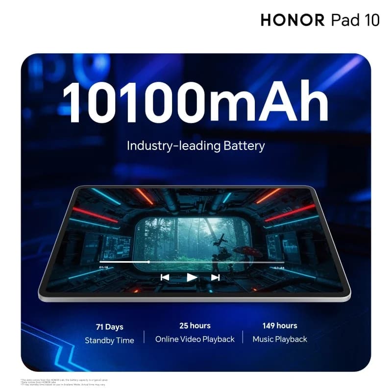 100% نسخة عالمية أصلية HONOR Pad 10 معالج Snapdragon 7 Gen 3 شاشة LCD مقاس 12.1 بوصة بطارية 10100mAh شحن فائق HONOR 35W نظام MagicOS 9.0 - 3