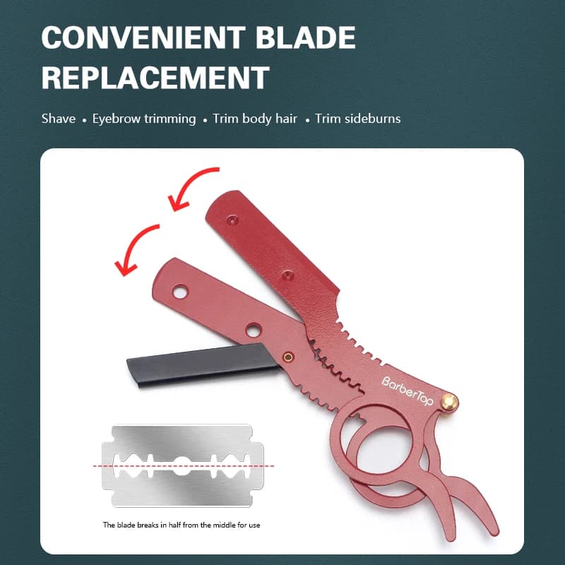 Manual Barber Razor Haircut Shaving Tool - Beard Eyebrow Trimming Blades Straight Edge for Hairdresser Professional Depilation - 4