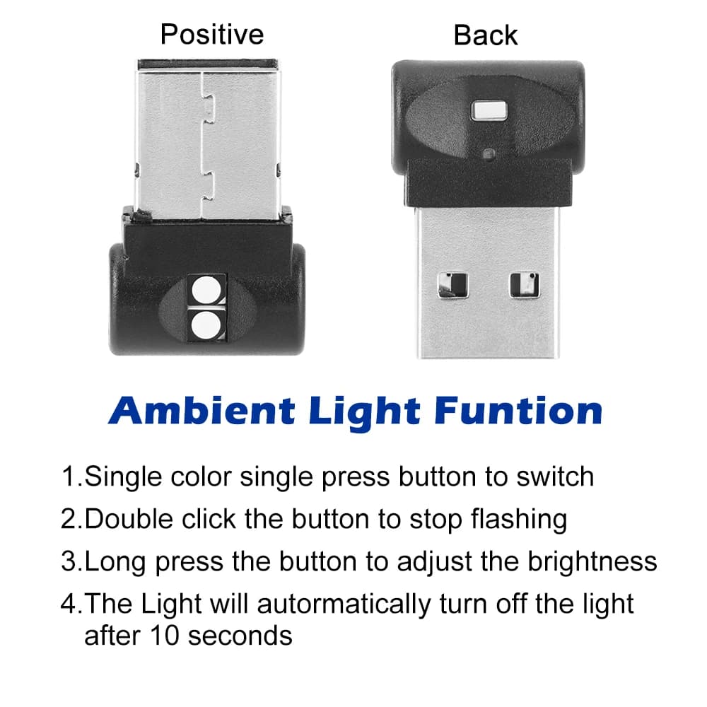 Mini USB Car Foot Light Emergency Lighting Car Accessory PC Auto Interior Plug And Play LED Atmosphere Light - 2