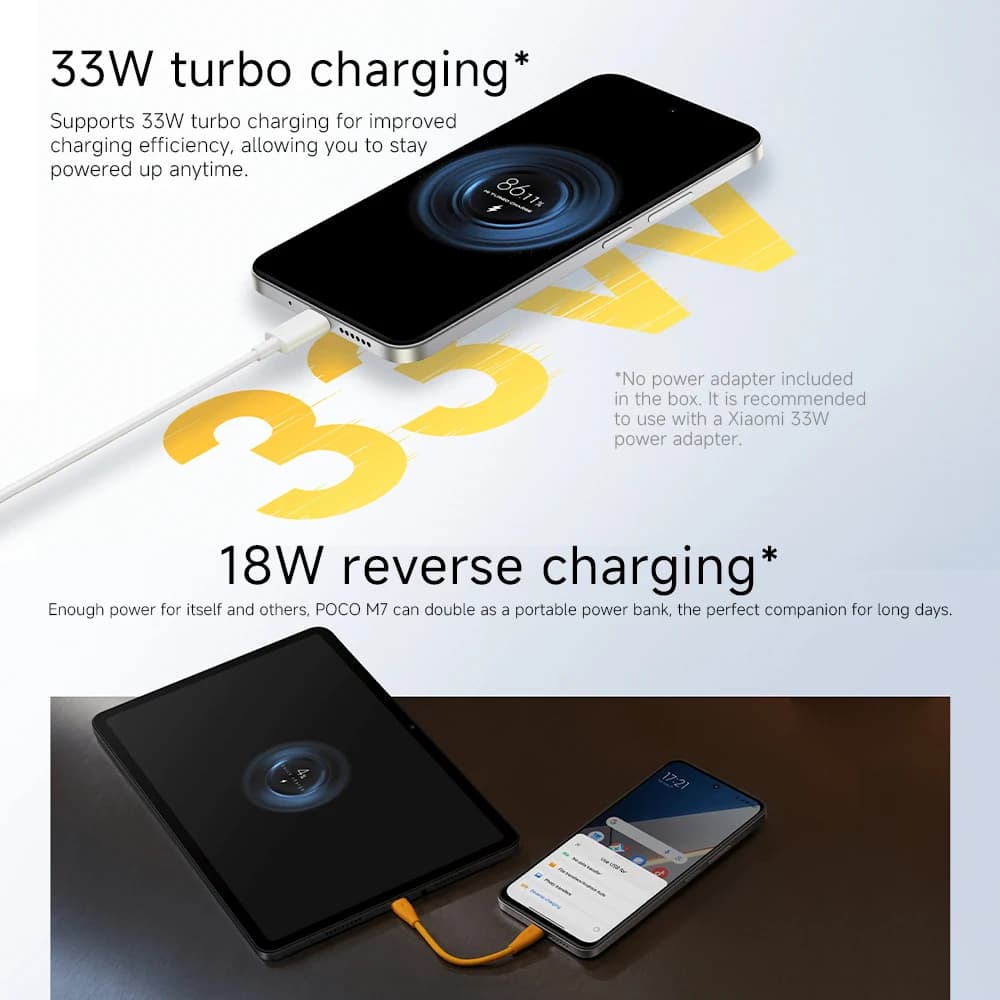 هاتف POCO M7 الأصلي نسخة عالمية معالج Snapdragon 685 شاشة 6.9 بوصة 144 هرتز FHD+ DotDisplay كاميرا 50 ميجابكسل بطارية 7000 مللي أمبير شحن سريع 33 واط NFC - 4