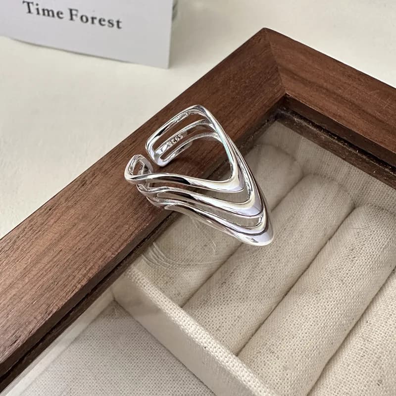 925 Sterling Silver Three Layers Dresses Simple Rings For Women Couple Luxury Quality Jewelry Beautiful Accessories Money 925 - 2