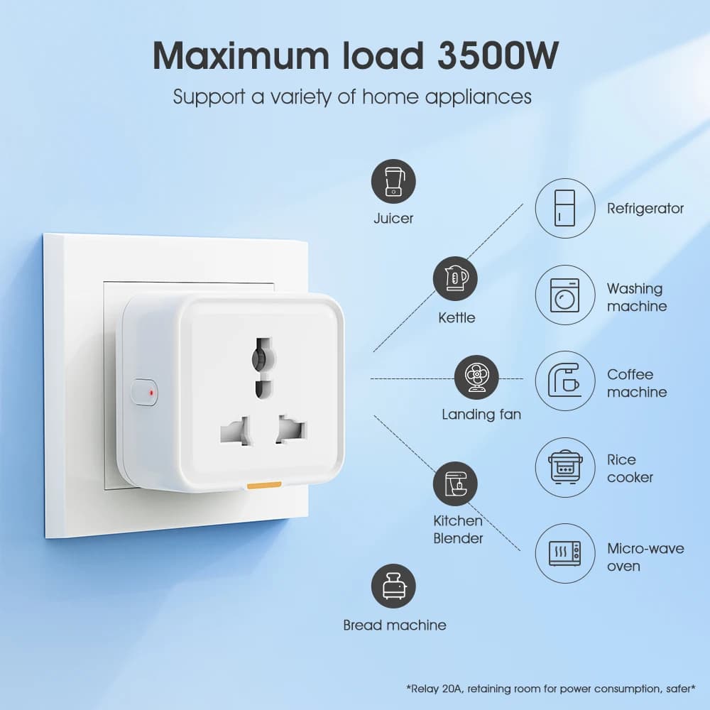 Tuya Smart Home Plug and Socket Wireless WIFI UK EU US Universal 16A Travel Adapter Conversion Socket Power Monitoring - 3