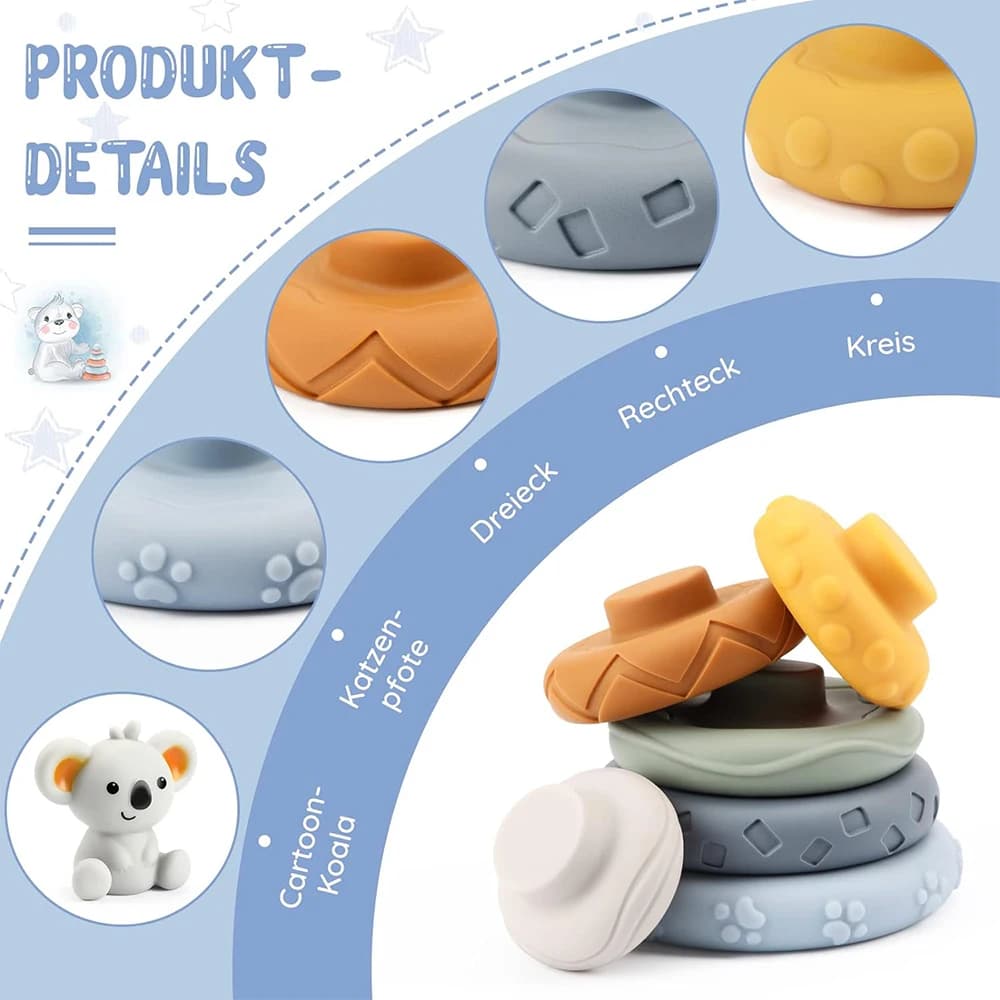 مجموعة التنمية الفكرية الحسية للأطفال من مونتيسوري، تطوير المهارات الحركية الدقيقة، ألعاب تعلم برج كوالا المراص - 2