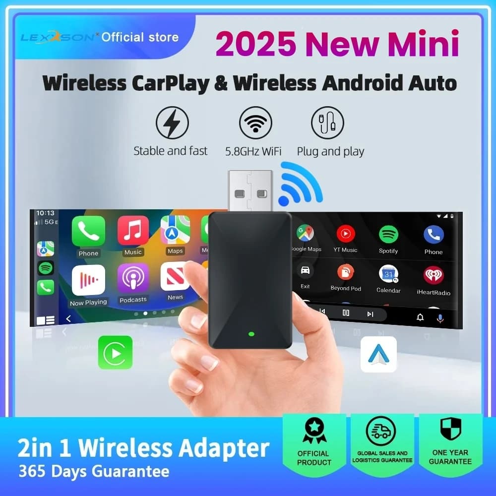 محول لاسلكي جديد لـ CarPlay وAndroid Auto، صندوق صغير ذكي للتوصيل والتشغيل، اتصال سريع عبر WiFi، متوافق مع جميع الأجهزة