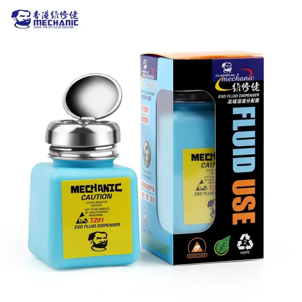 ميكانيك زجاجة كحول سائل بغطاء معدني 180 مل مع مضخة ضغط موزع سائل ESD حاوية بلاستيكية لتنظيف لوحة PCB واللوحة الأم - 6