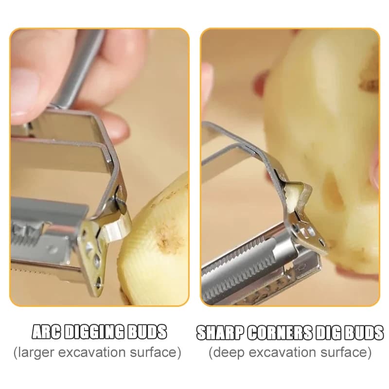 4in1 Vegetable Peeler Stainless Steel Melon Planer Multiple-Function Double-Head Peeler Household Kitchen Cucumber Slicer Tool - 5