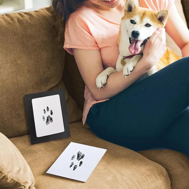 مجموعة حبر لبصمات أقدام الكلاب والقطط آمنة وغير سامة لبصمات أيدي الأطفال سهلة التنظيف بدون غسل تذكارات أليفة مصنوعة يدويًا - 5