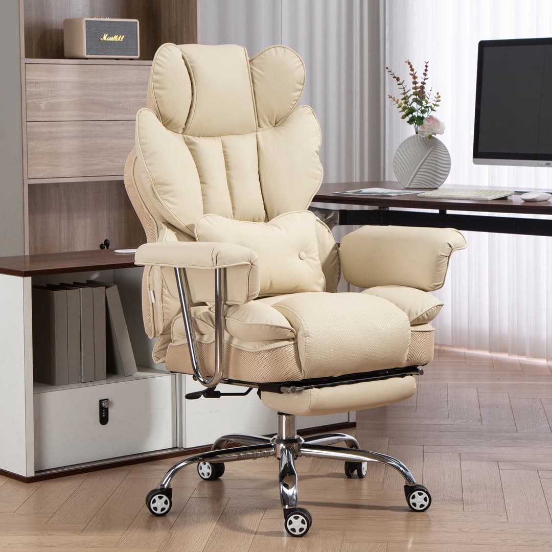 كرسي مكتب كبير من AnneFish مع مسند للقدمين ودعم أسفل الظهر كرسي ألعاب قابل للتعديل الارتفاع بعجلات دوارة - 2