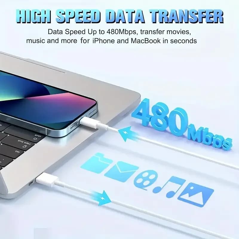 3 قطع 5 قطع كابل USB إلى Lightning معتمد من MFi كابل شحن سريع لـ iPhone 14 و13 و12 و11 Pro وX و8 ولـ iPad أبيض 1 متر 2 متر 3 متر - 4
