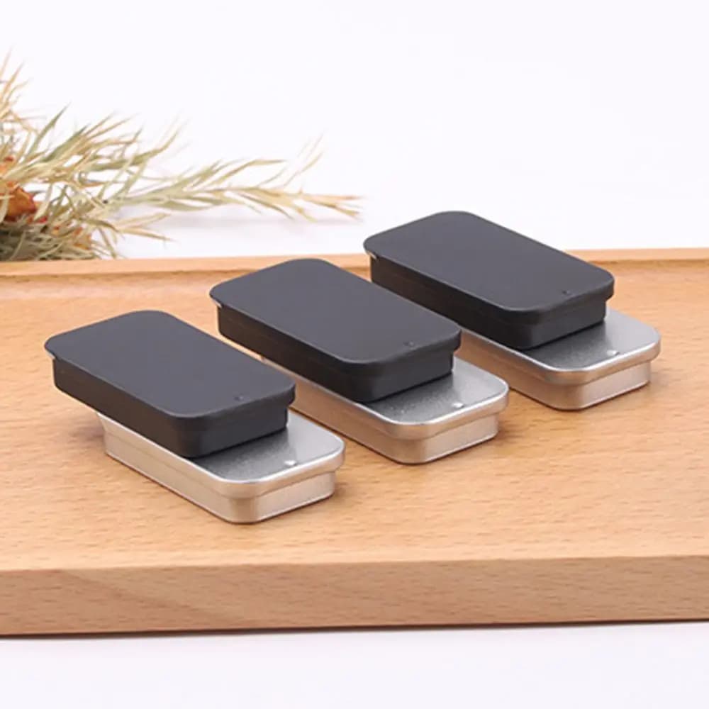 معدن مستطيلة فارغة صندوق صغير من القصدير صفيح دفع الحلوى حبوب منع الحمل صناديق جرة متمحور الحاويات صندوق تخزين منظم صغير - 2