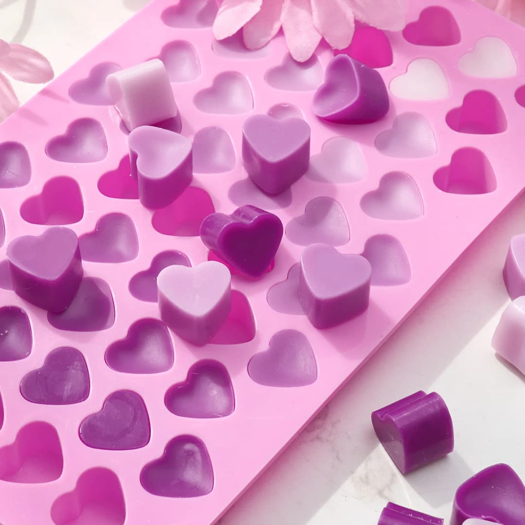 قالب شمع سيليكون على شكل قلب 55 تجويف، عدة صنع شموع عيد الحب، قالب خبز كيك وشوكولاتة للحب، هدايا حفلات