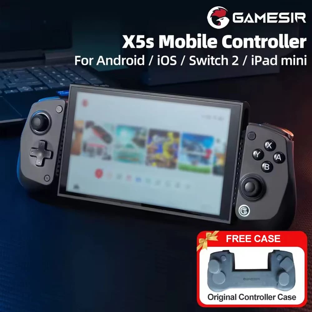 وحدة تحكم الألعاب اللاسلكية GameSir X5s للهواتف المحمولة، متوافقة مع أندرويد وiOS وأجهزة الكمبيوتر وNintendo Switch 2/1، مع جيروسكوب 6 محاور واهتزاز HD