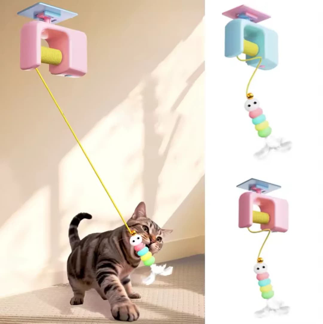 Cats Toys Pet Stress Relief Rechargeable Interactive Hanging Door Automatic Electric Flying Bird Cat Toy for Hunt Elastic Rope - 2