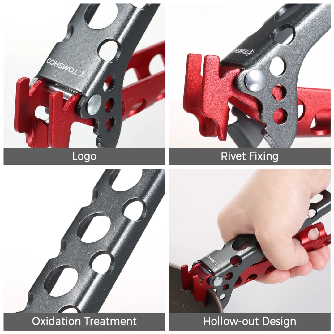 Tomshoo Aluminum Pot Clamp Pan Handler Pot Lifter Cooking Gripper Pot Anti-Hot Clip Holder Clamp Camping Cookware Dish Holder - 4
