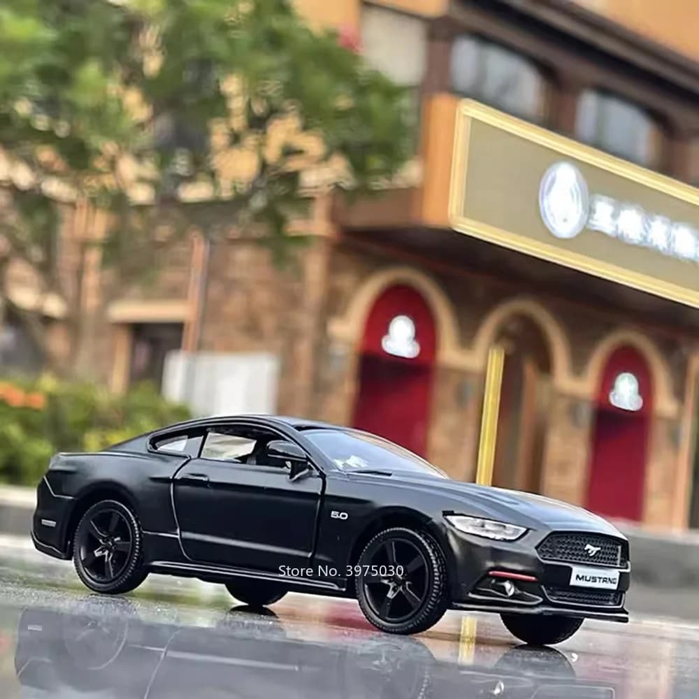 1:36 Alloy Ford Mustang Batmobile Toy Models Cars Doors Opened Rubber Tires Miniature Car Wheel Pull Back Vehicle Model Ornament - 6