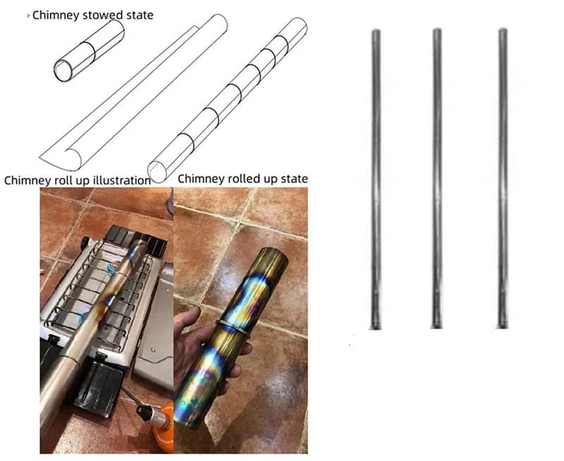 3m pipes Portable Stainless Steel Chimney Pipe Metal Roll Chimney for Outdoor Camping Tent Wood Stove DIY Pipe Stove Accessories - 5