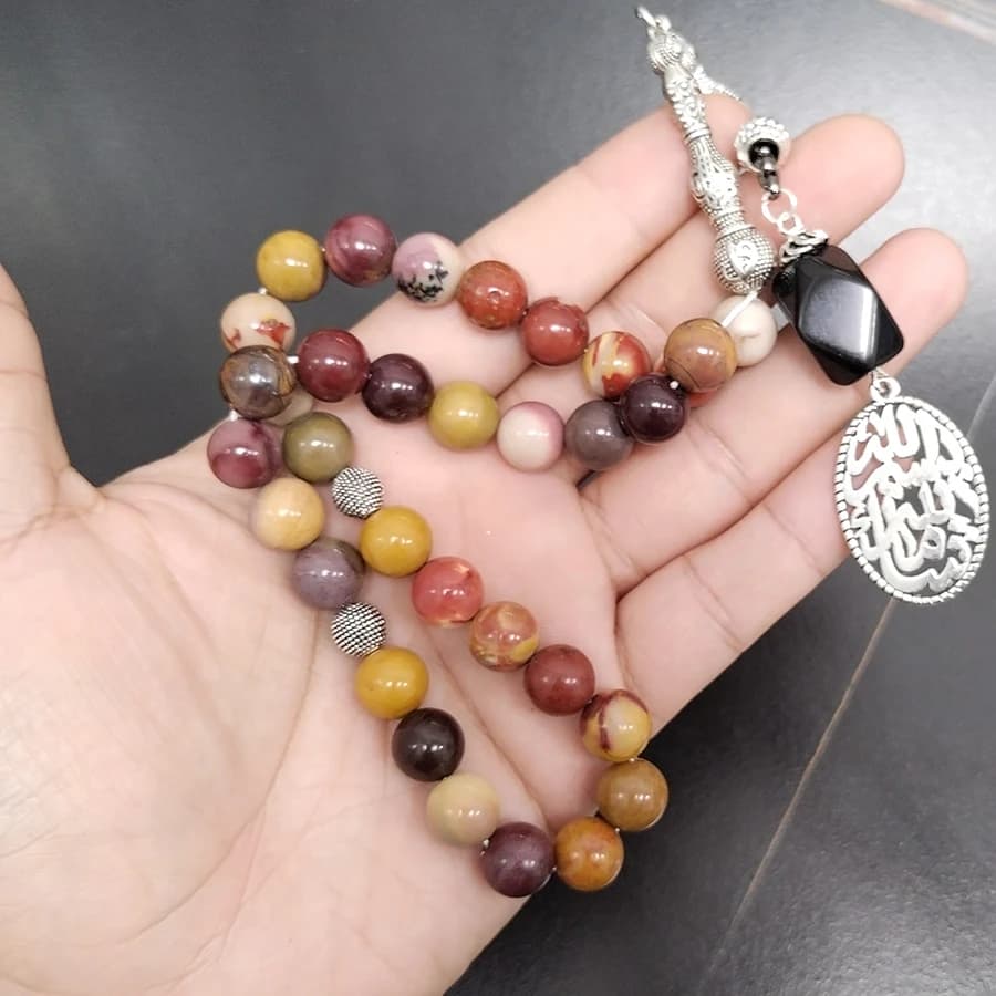 Tasbih Natural Mookaite Stone Round prayer Beads Bracelet Strand Ramadan eid gift turkish accessories on hand - 2