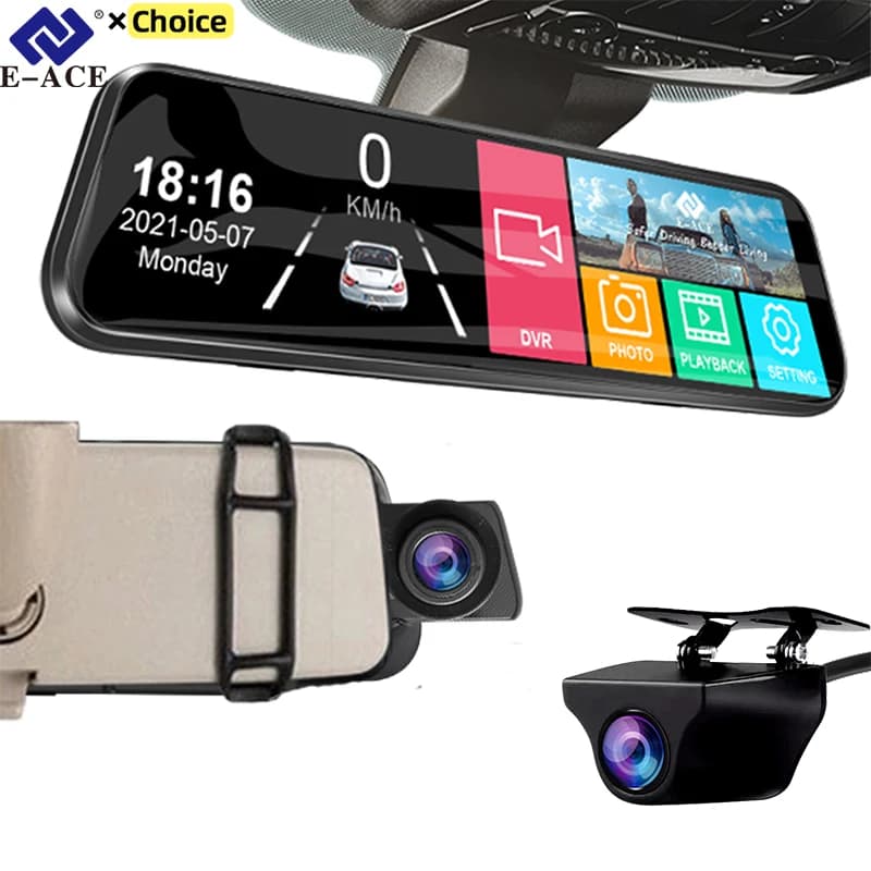 Dashcam Touch 24H Parking Dual Lens Front And Rear View Dash Cam Car Dvr Mirror Camera Video Recorder Black Box Smart Systems