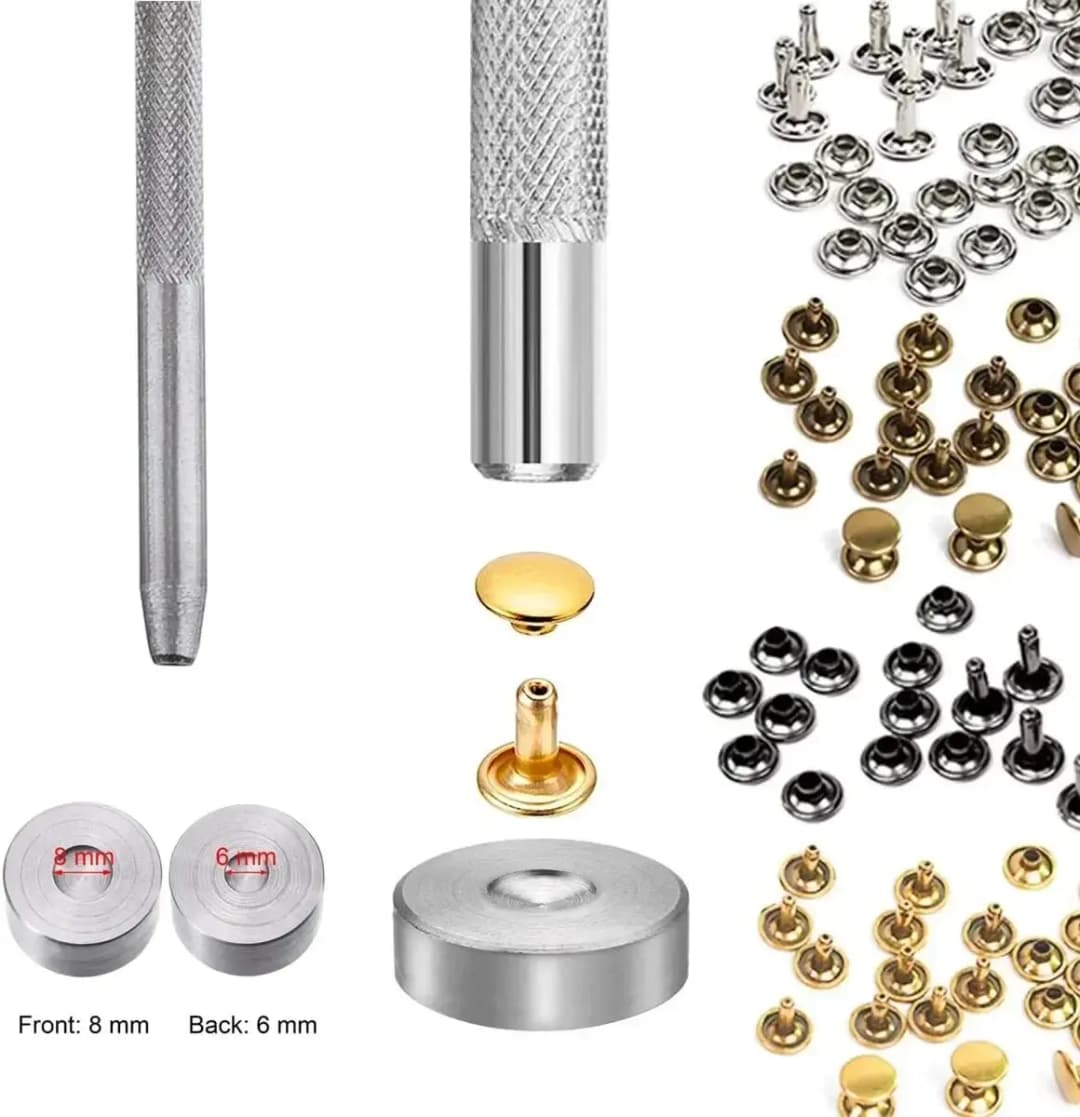 Metal Double Cap Rivets Studs Round Rivet for DIY Leather Craft Bag Belt Clothing Garment Shoes Pet Collar Fixing Tools - 6