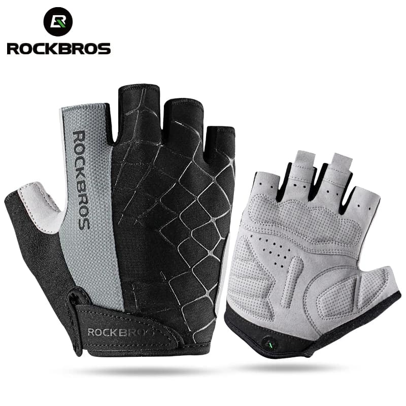 ROCKBROS Cycling Bike Gloves Half Finger Shockproof Breathable MTB Mountain Bicycle Sports Gloves Men Women Cycling Short Gloves