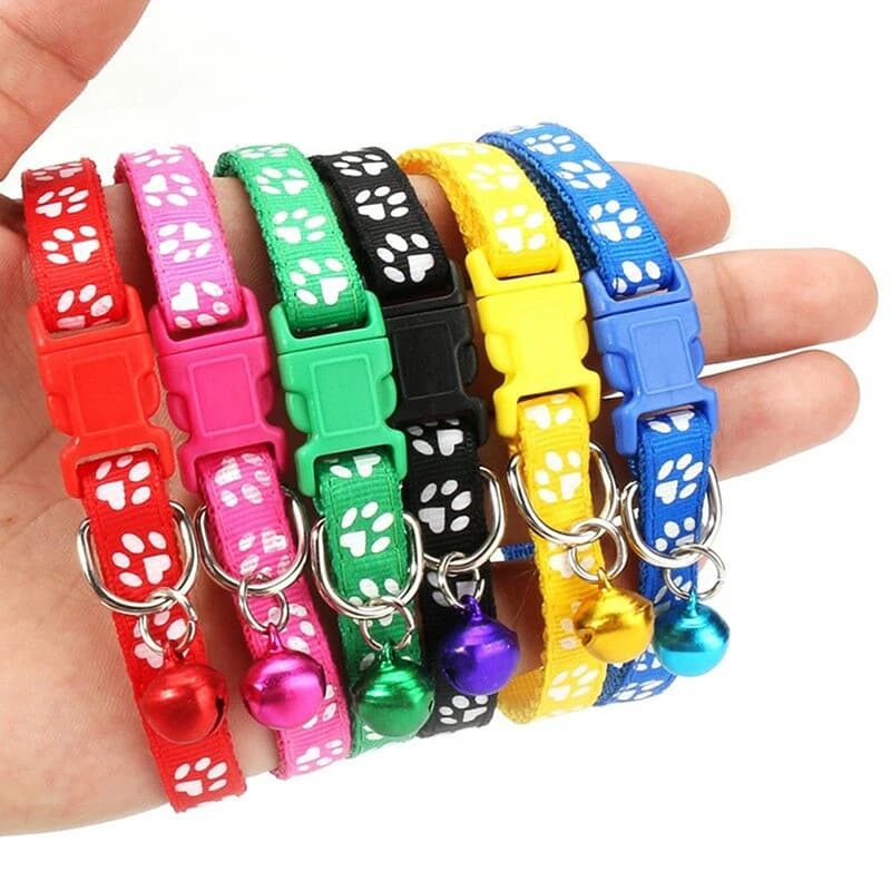 12Pcs Cute Cat Collar With Bell Adjustable Kitten Safety Collar Necklace Black Blue Red Orange Green 6 Colors For Chihuahua - 2