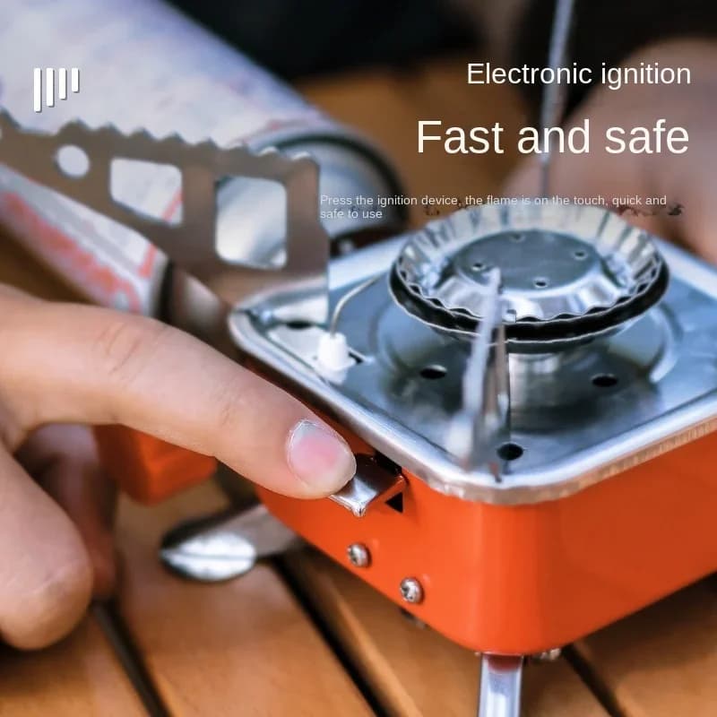 Outdoor Mini Square Portable Folding Gas Stove Ultra-Light Camping Cassette Cooker Travel Hiking Equipment - 2