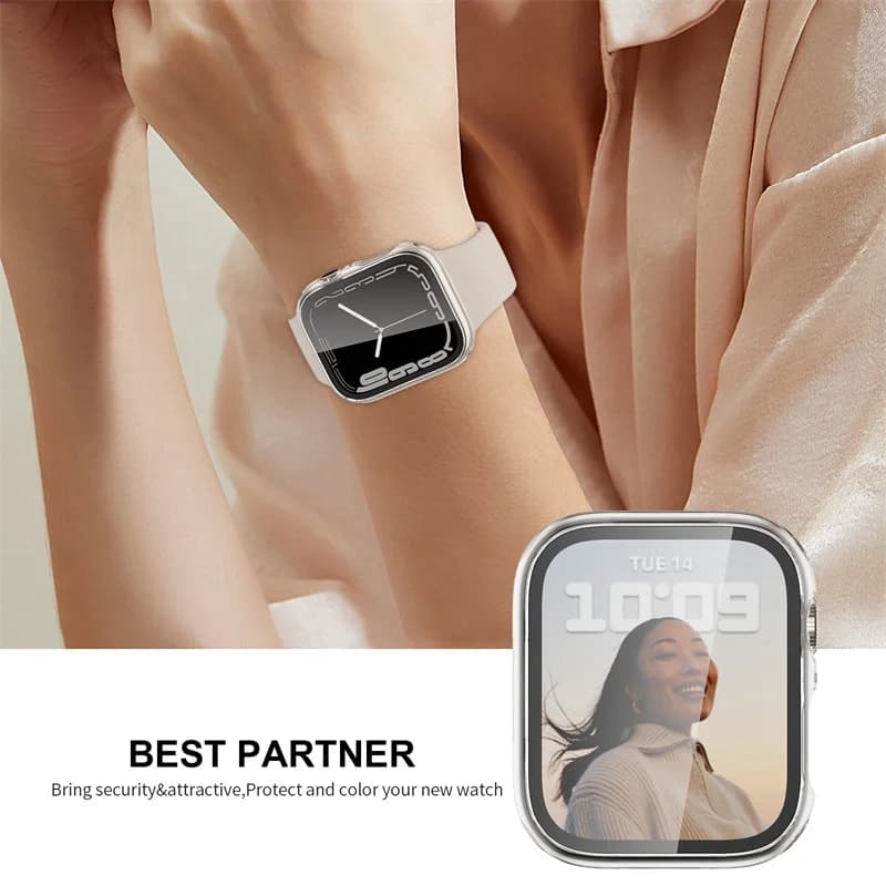 Tempered Glass+cover For Apple Watch 9 8 41mm 45mm 42mm 38mm PC bumper Screen Protector Case iWatch series 7 6 5 4 se 40mm 44mm - 6