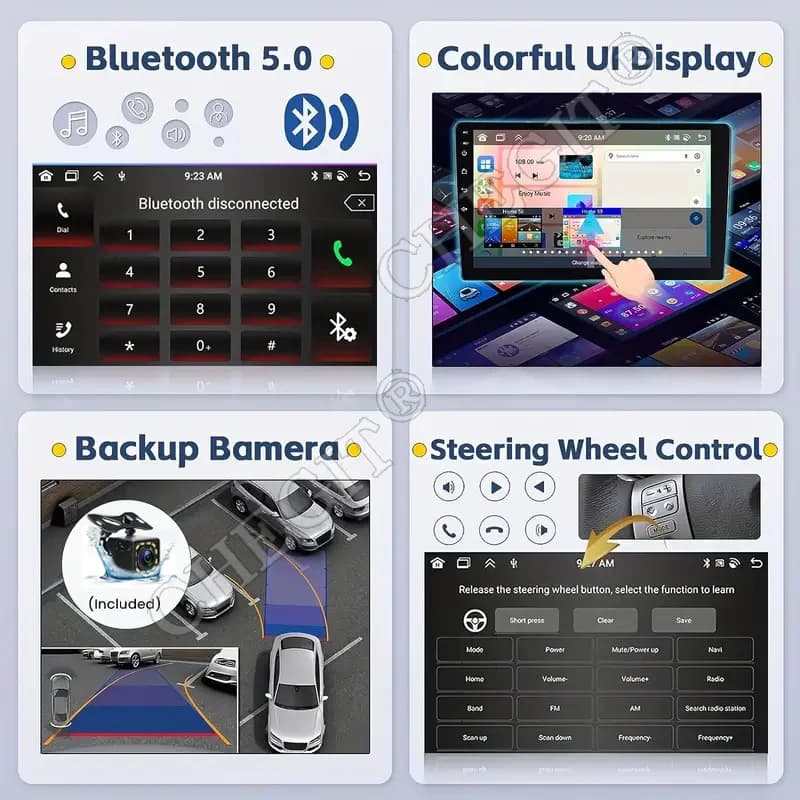 راديو سيارة عالمي 7/9/10 بوصة أندرويد 13 سعة 64G راديو سيارة أندرويد 2 Din GPS بلوتوث نظام وسائط متعددة مركزي ذكي - 5