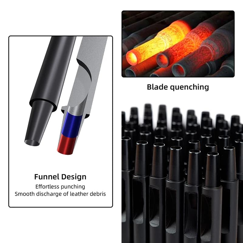 WUTA 1-10 pcs مجموعة أدوات ثقب الجلد المستديرة من WUTA من 1 إلى 10 قطع من التيتانيوم المطلي، أدوات ثقب مجوفة من الجلد، أدوات حرفية جلدية DIY - 2