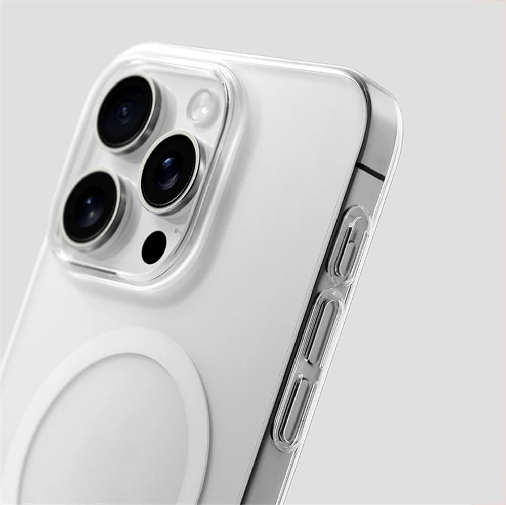 غطاء مغناطيسي رقيق جداً من البولي كربونات الصلب عالي الدقة الشفاف، مناسب لهواتف iPhone 17 Pro Max و16 و15 و14 Plus و13 و12، غطاء شحن لاسلكي شفاف لماج سيف - 5