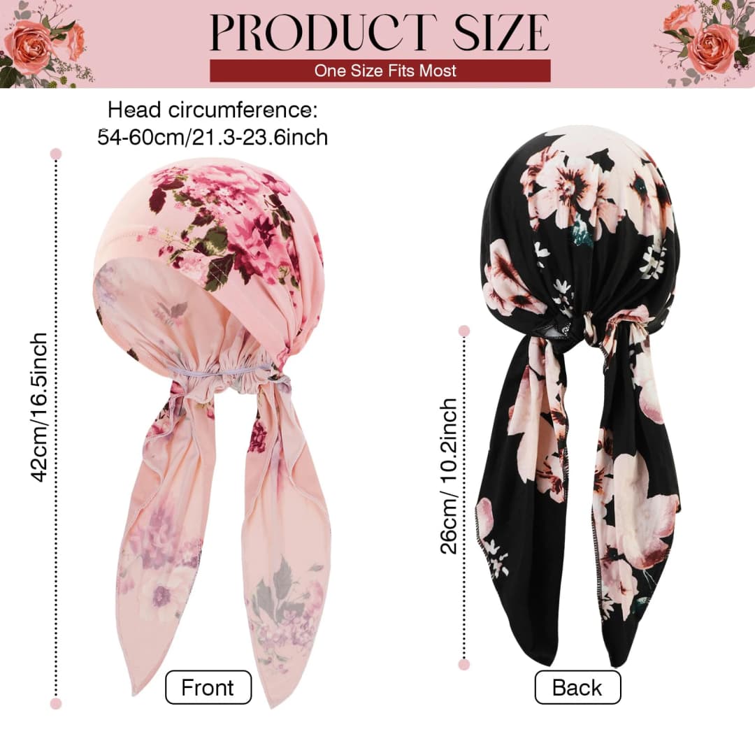 قبل ربط العلاج الكيميائي سرطان الحجاب للنساء ، عمامة الطباعة الأزهار ، قبعة الحجاب ، لينة أغطية الرأس مرنة ، ويلتف الرأس ، كاب النوم - 5