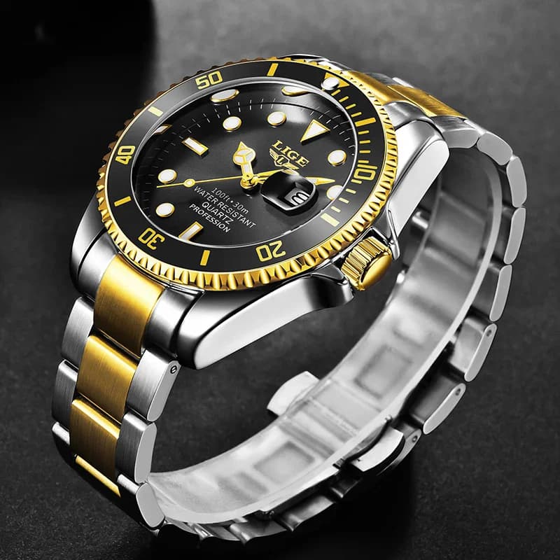 LIGE Men's Luxury Diver Watch 30ATM Waterproof Quartz Wristwatch with Date Sport Clock Top Brand Fashion Relogio Masculino - 5