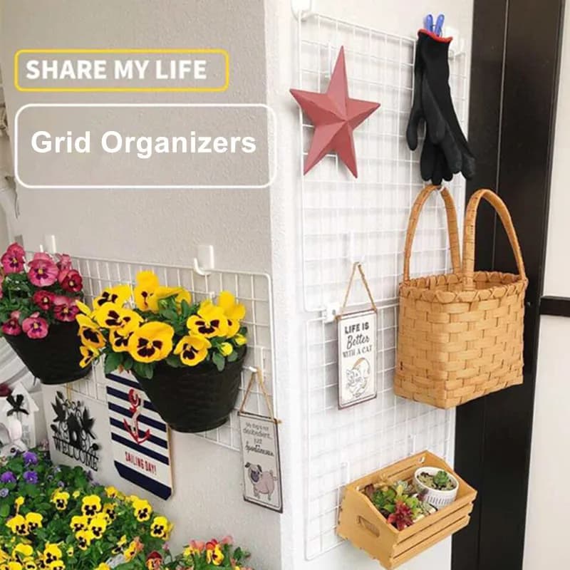 Multi-size Home Wall Shelves Iron Grid Room Decoration Photo Grid DIY Wall Board Decor Mesh Storage Shelf Organizer Rack Holder - 4