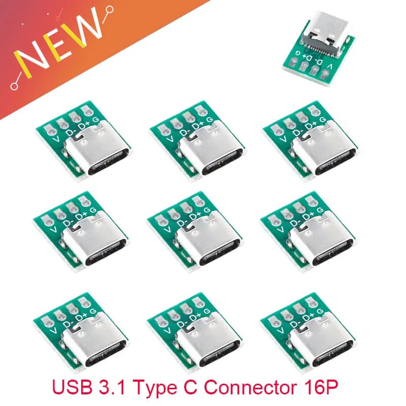 10/5 قطع موصل USB 3.1 نوع C مع 16 دبوس لاختبار لوحة الدارات المطبوعة