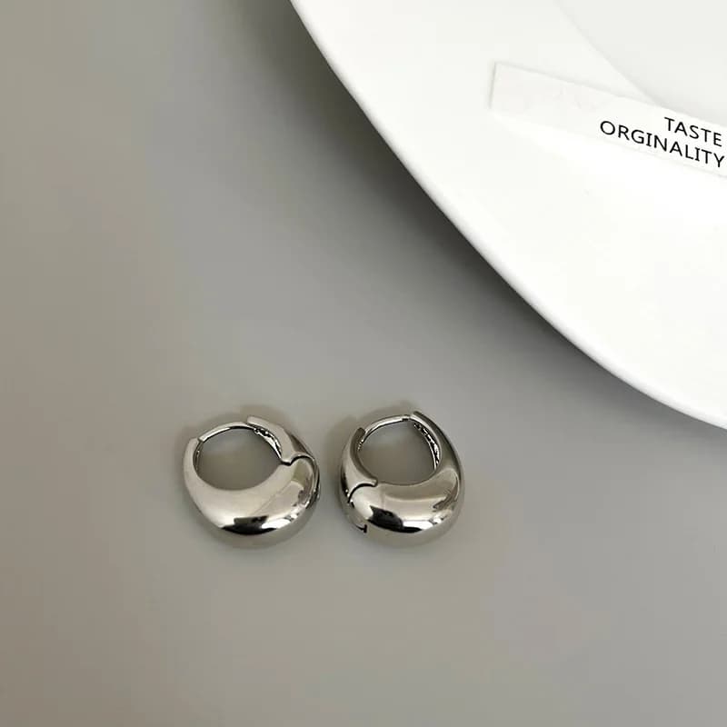 Stainless Steel Smooth Metal Chunky Hoop Earrings For Women Girls Fashion Round Circle Hoops Statement Earrings Punk Jewelry - 6