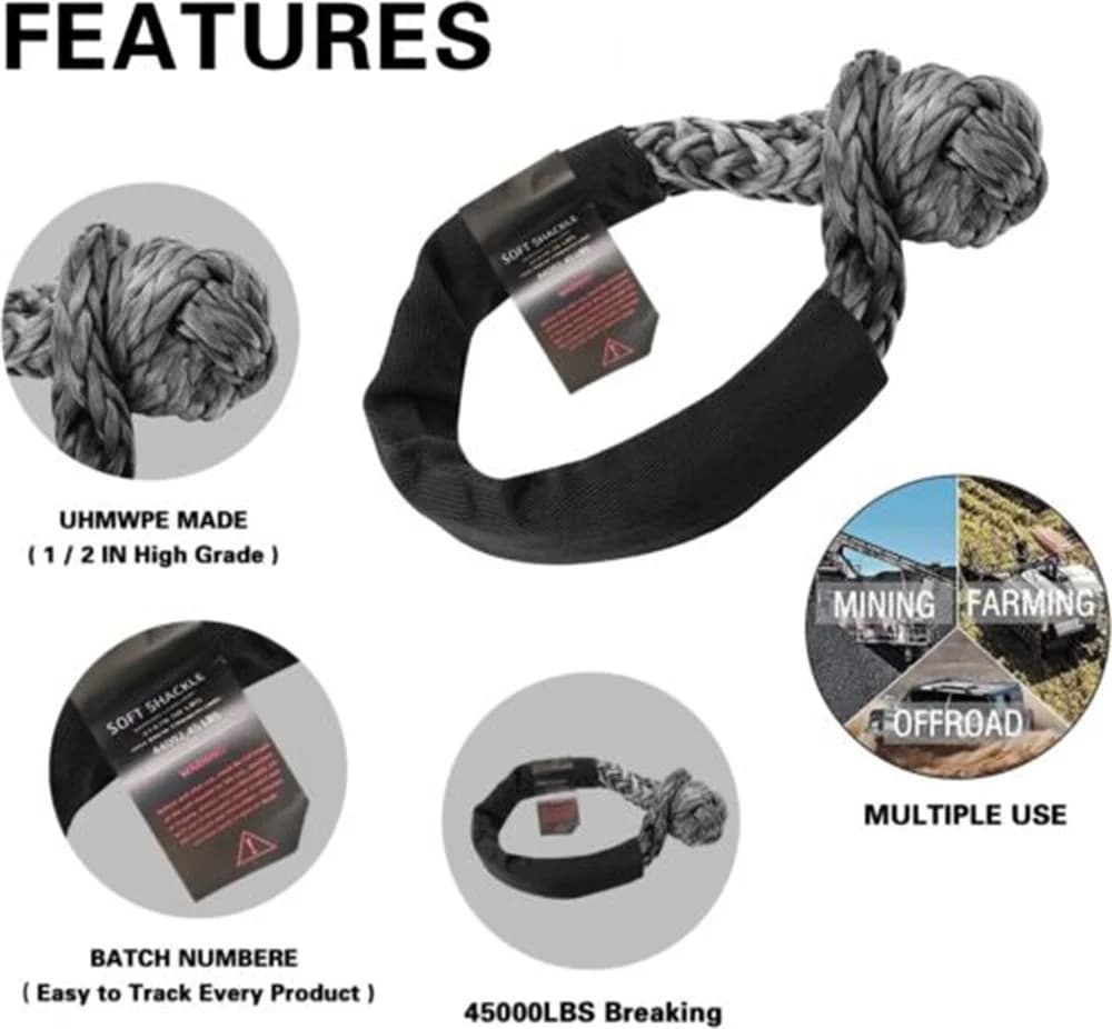 مجموعة استرداد قيود حبل صناعي ناعم من Treeligo 2 قطعة 3/4" x 22" لـ ATV شاحنة الطرق الوعرة يخت زراعة صناعي 45000 رطل - 3