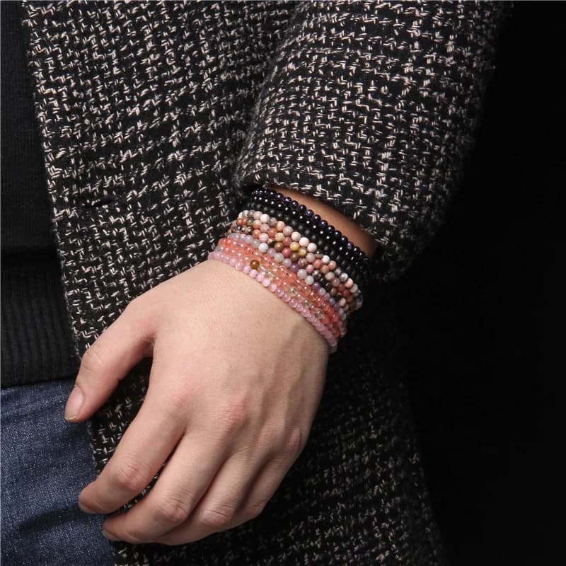Fashion 4mm Natural Stone Bracelet Men Women Handmade Braided Adjustable Braclet Small Tiger Eyes Howlite Agates Beads Braslet - 6