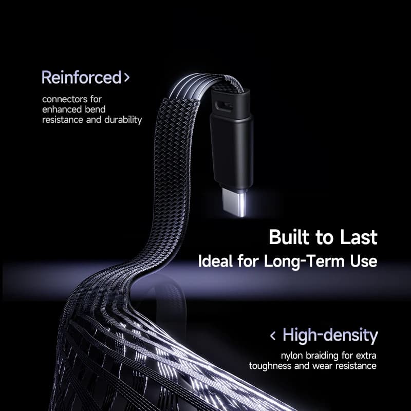 كابل Baseus MVP3 USB C معقوف 100W لجهاز iPhone 17 16 15 Pro Max كابل Type C LED لجهاز Macbook pro سلك شحن سريع لجهاز Xiaomi - 6