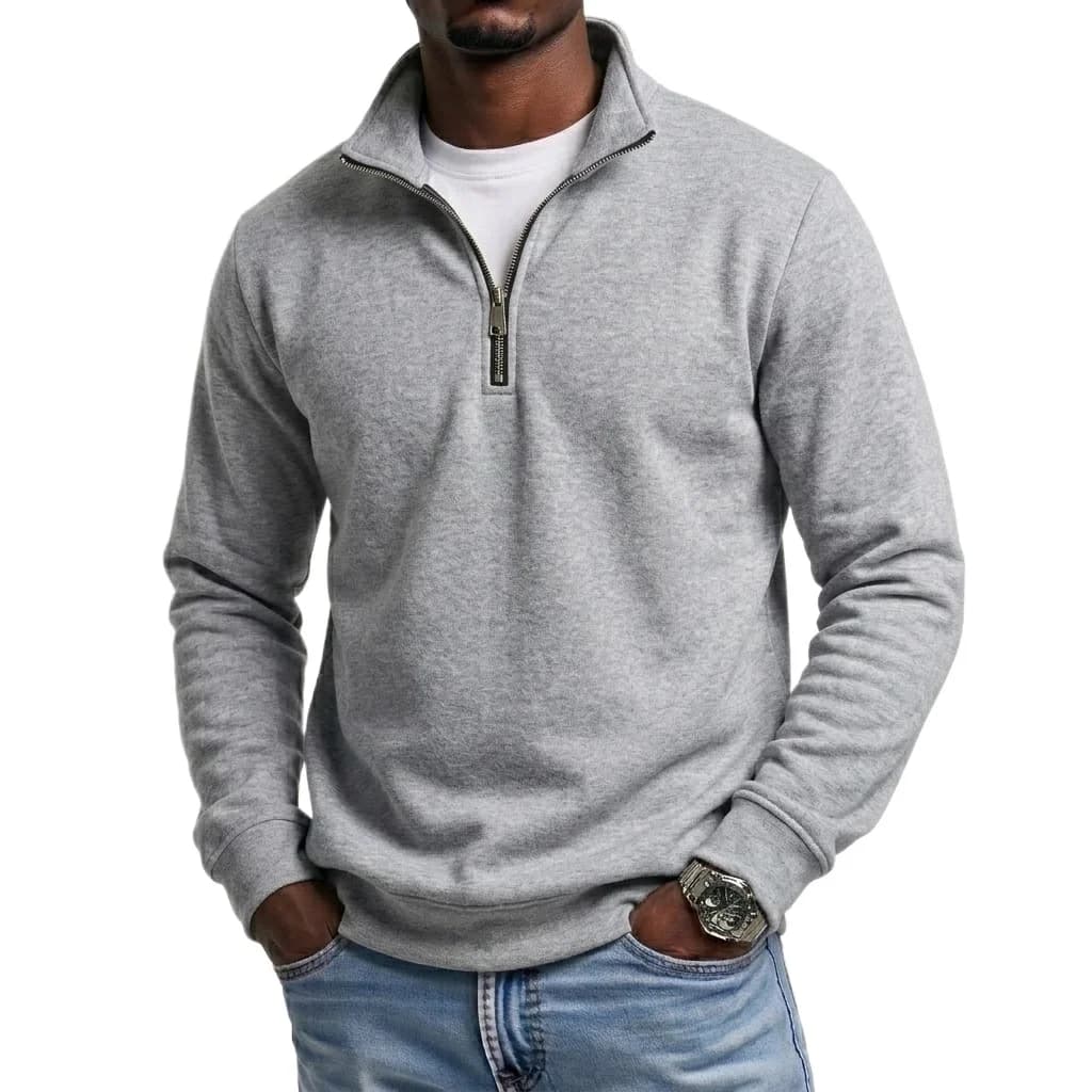 Outdoor Men Zipper Sweatshirts Spring Quarter Zip Pullover Half Zipper Hoodie for Men Gym Man Autumn Solid Men's Sweatshirt Coat - 2