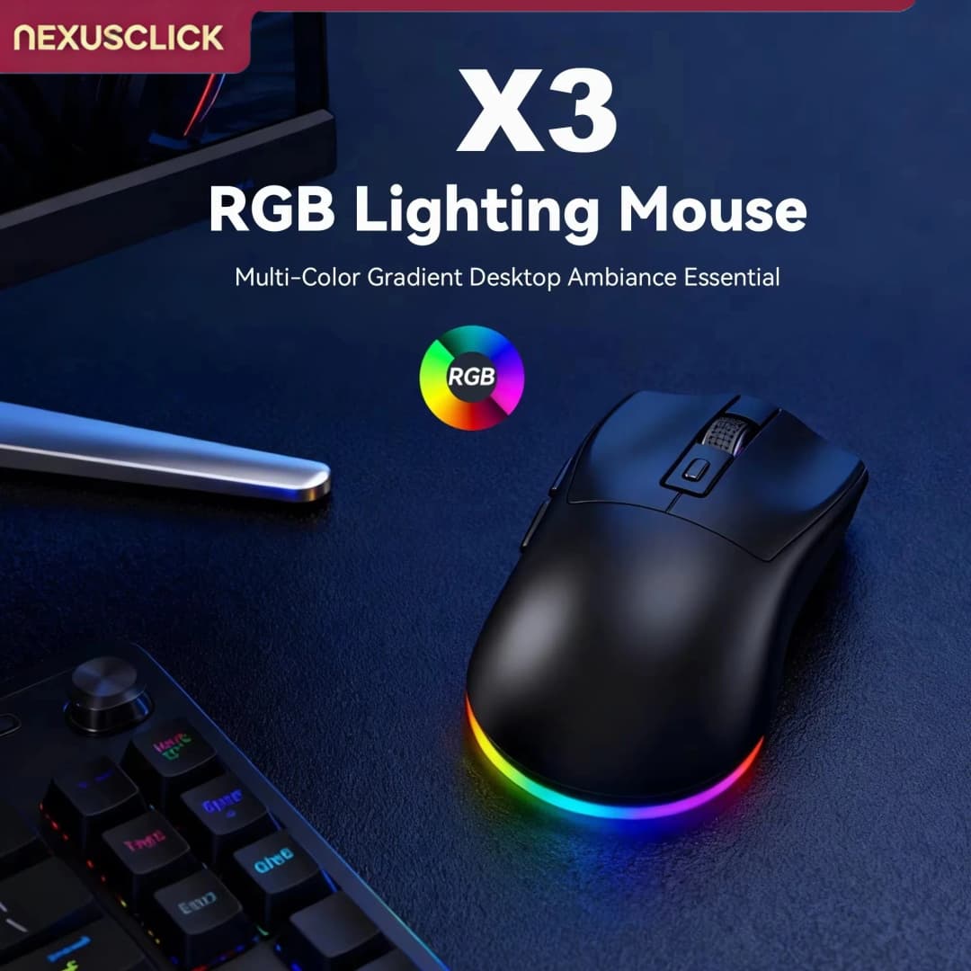NexusClick Ergonomic Wireless Gaming Mouse,Dual Mode RGB Lightweight Mice with Magnetic Charging Dock Adjustable DPI for Desktop - 2