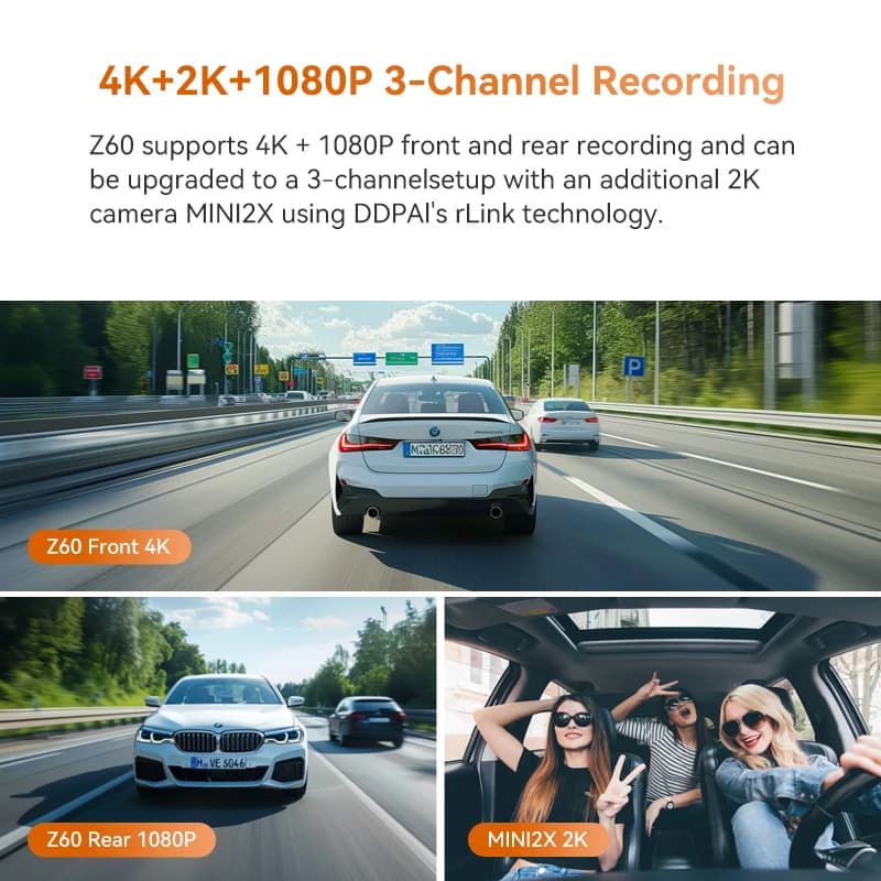 DDPAI 4K + 1080P داش كام Z60 المزدوج الأمامي والخلفي داش كاميرا نظام تحديد المواقع واي فاي ADAS للرؤية الليلية بارك مراقب داش كاميرا سيارة داشكام السيارات - 2